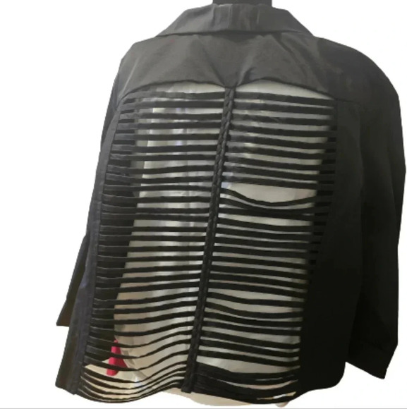 Tattoo Me Black Satin-like Ladder back Jacket - Picture 2 of 7